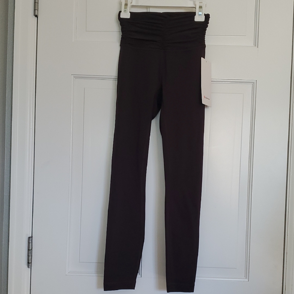 NWT Lululemon All It Takes Ruched Waist HR Leggings 25in Sz 0 Sequoia
